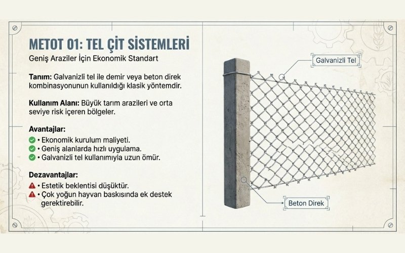 Tarla Etrafı Çevirme Yöntemleri 4 Tel Çit ile Tarla Çevirme