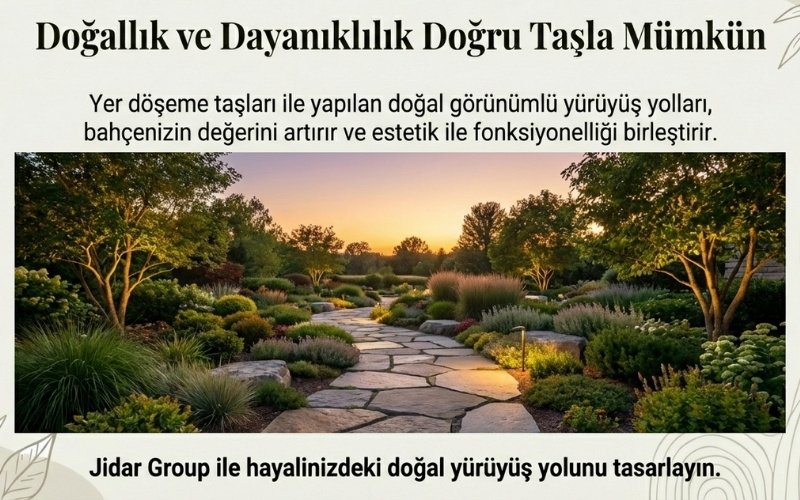 Yer Döşeme Taşları ile Doğal Görünümlü Yürüyüş Yolları 15 Doğallık + Dayanıklılık Doğru Taşla Mümkün
