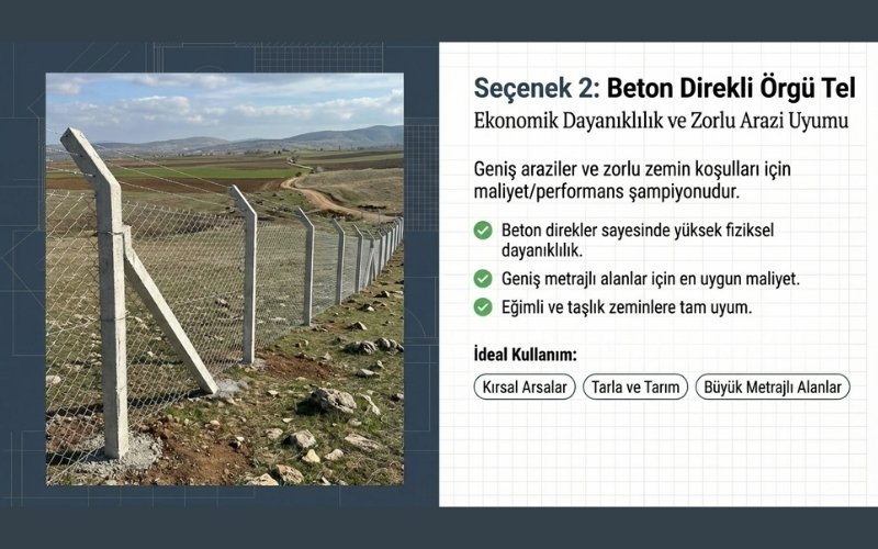 Arsa Çevresi İçin Çit Seçimi 6 Örgü Tel Çit (Beton Direkli)