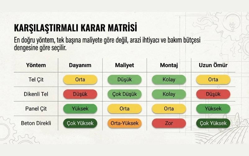 Tarla Etrafı Çevirme Yöntemleri 9 Tarla Çevirme Yöntemleri Karşılaştırması