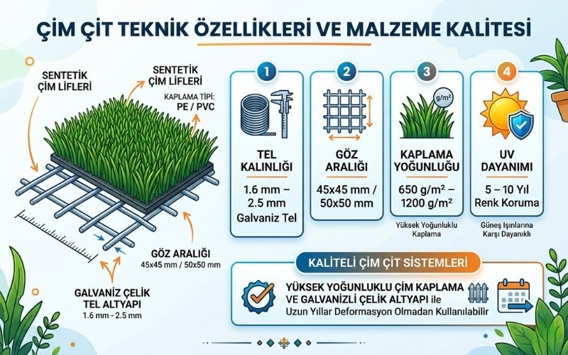 Çim Çit Teknik Özellikleri ve Malzeme Kalitesi
