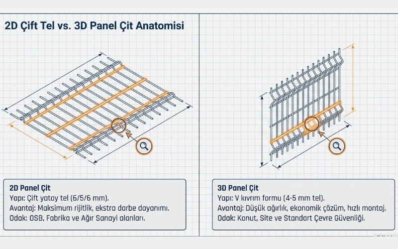 2D ve 3D Panel Çit Sistemlerinde Mesh Ölçü Farkları