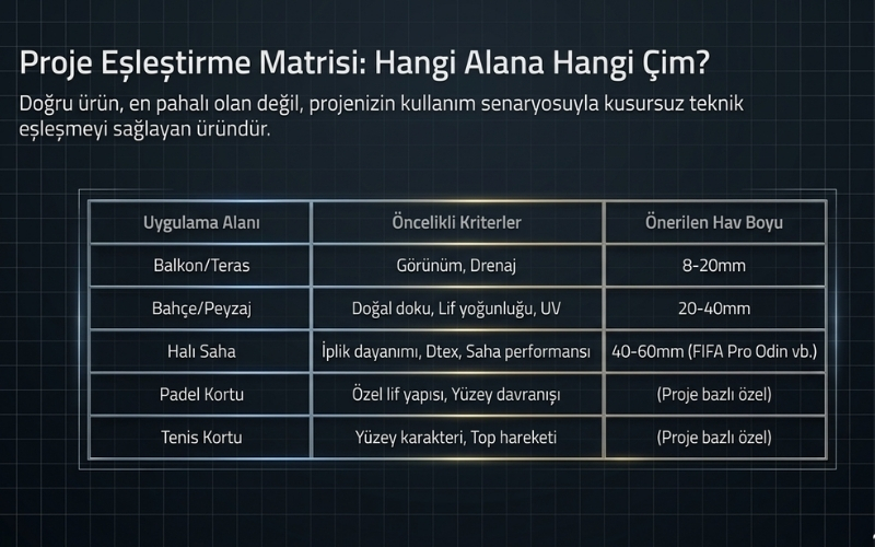 suni çim kullanım alanları