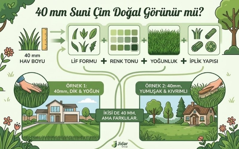 Suni Çim Kaç mm Olmalı? 20 40 mm Suni Çim Doğal Görünür mü