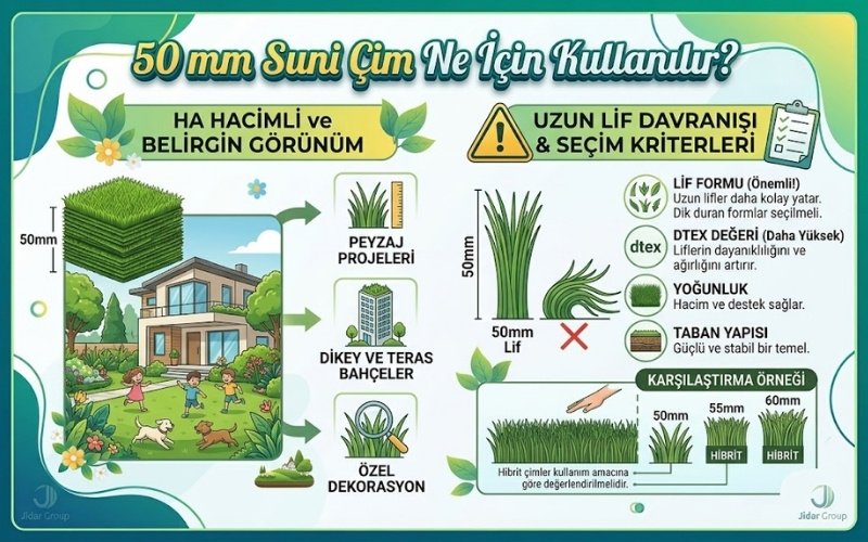 Suni Çim Kaç mm Olmalı? 21 50 mm Suni Çim Ne İçin Kullanılır