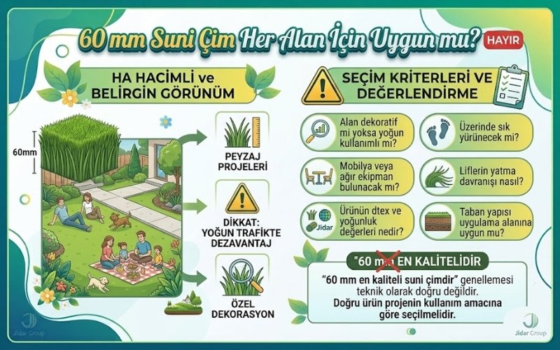 Suni Çim Kaç mm Olmalı? 22 60 mm Suni Çim Her Alan İçin Uygun mudur